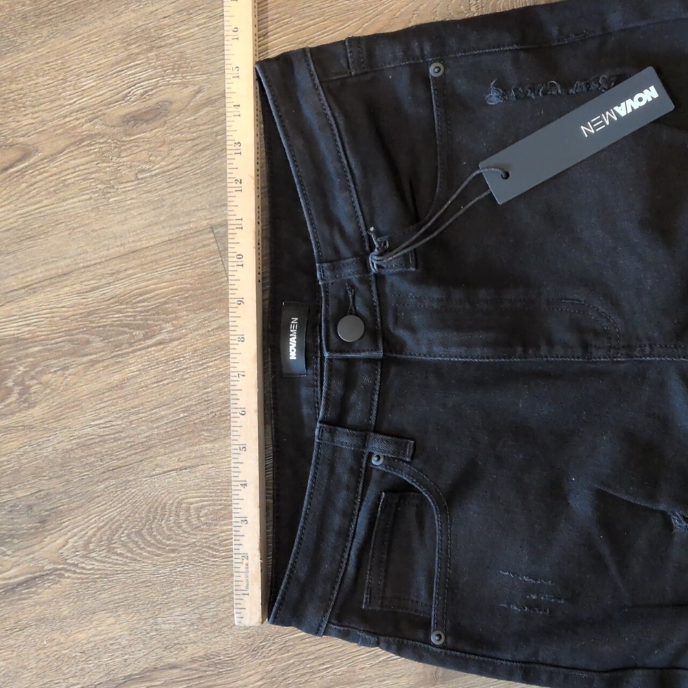Nova Men Black Distressed Point Of View Skinny Jeans Size 30 - Picture 7 of 12
